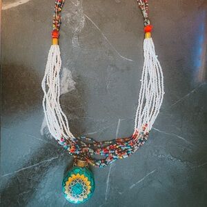 mystical tibetan secret vessel & kenyan seed bead necklace